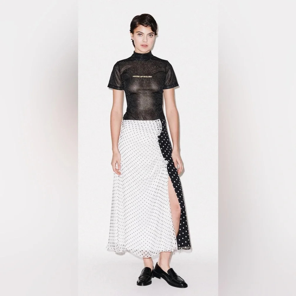 ! House of Holland POLKA GATHERED MIDI SKIRT sz 10